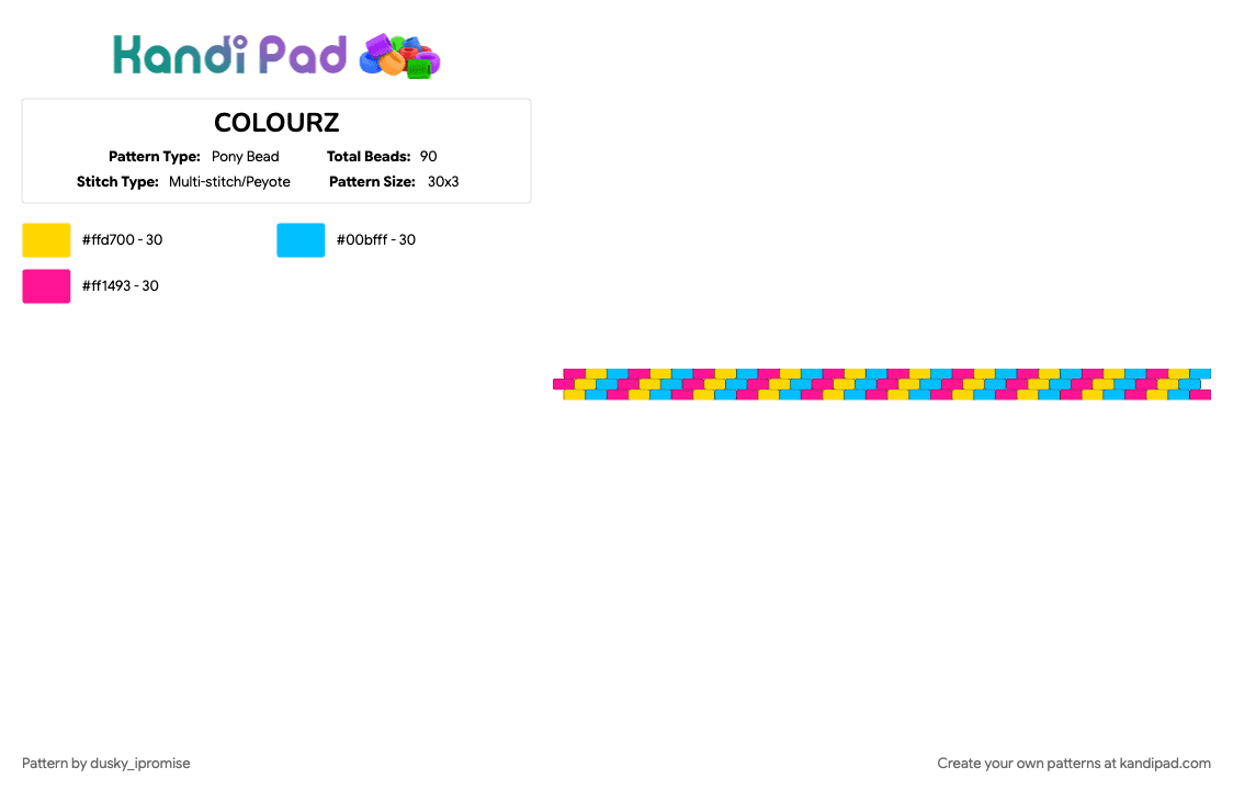 COLOURZ - Pony Bead Pattern by onyx_ipromise on Kandi Pad - light blue, pink, yellow