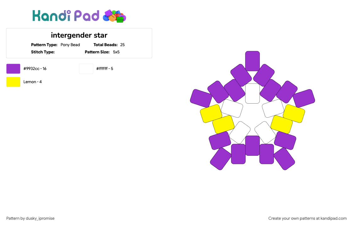 intergender star - Pony Bead Pattern by onyx_ipromise on Kandi Pad - purple
