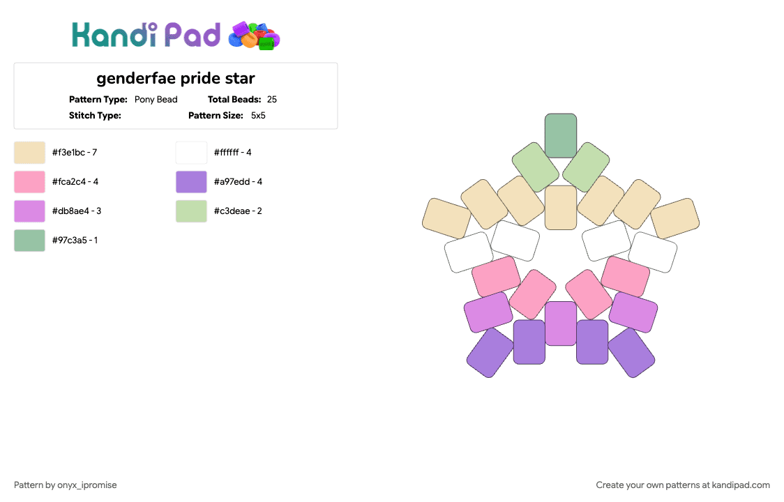 genderfae pride star - Pony Bead Pattern by onyx_ipromise on Kandi Pad - beige, pink