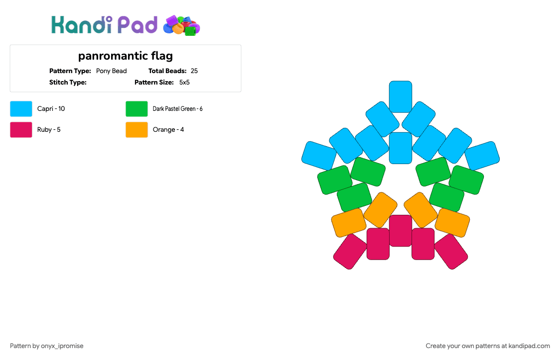 panromantic flag - Pony Bead Pattern by onyx_ipromise on Kandi Pad - 
