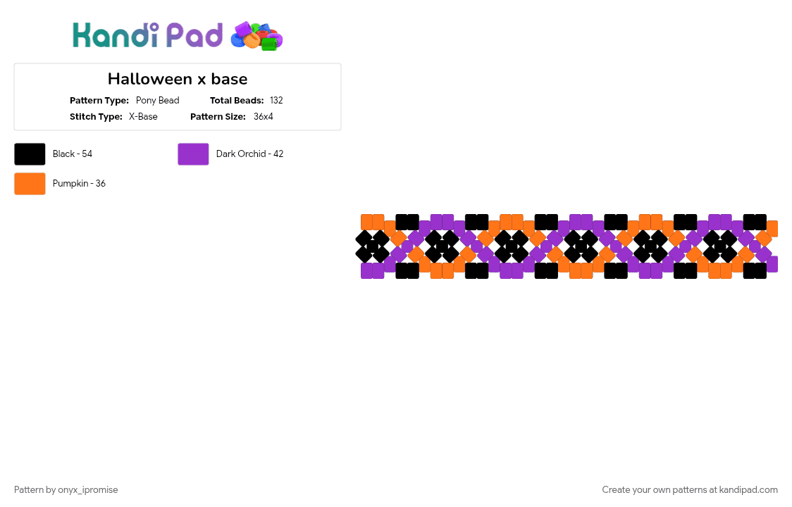 Halloween x base - Pony Bead Pattern by onyx_ipromise on Kandi Pad - orange, purple