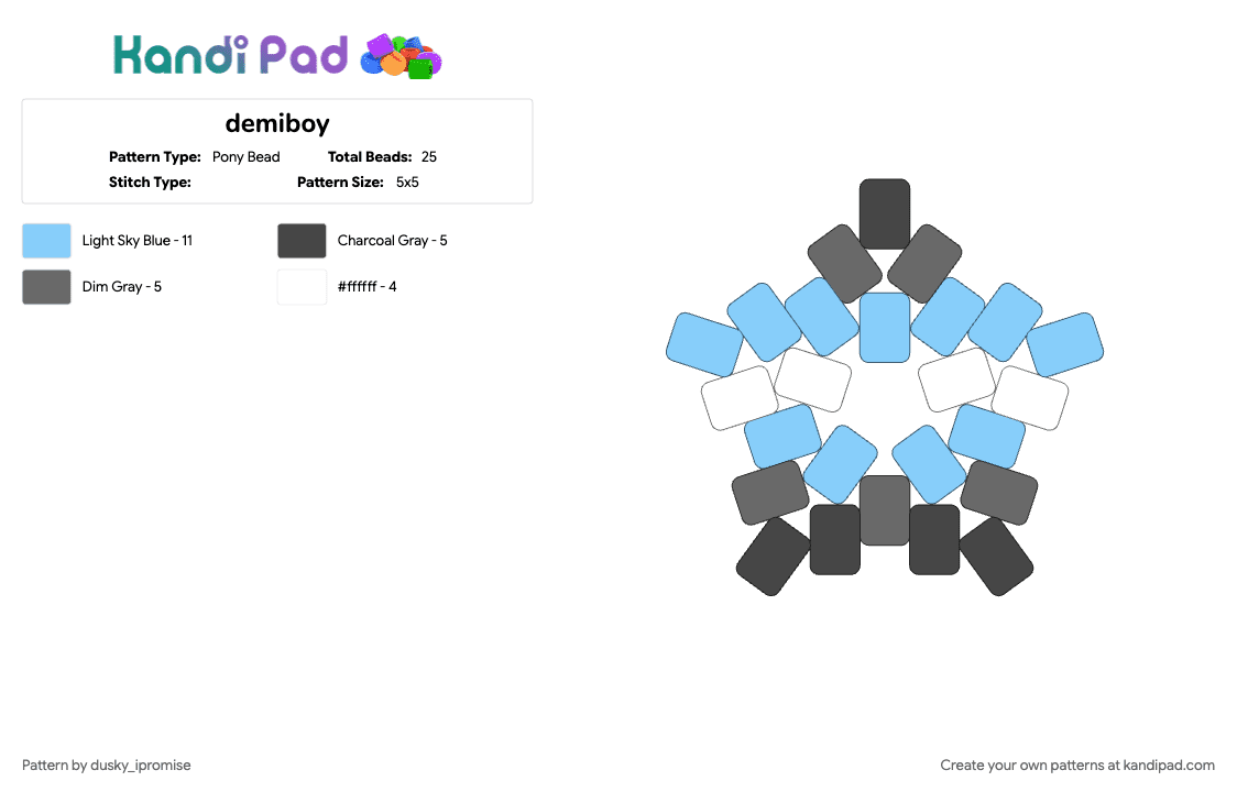 demiboy - Pony Bead Pattern by onyx_ipromise on Kandi Pad - 