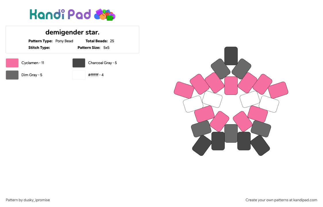 demigirl star. - Pony Bead Pattern by onyx_ipromise on Kandi Pad - pink