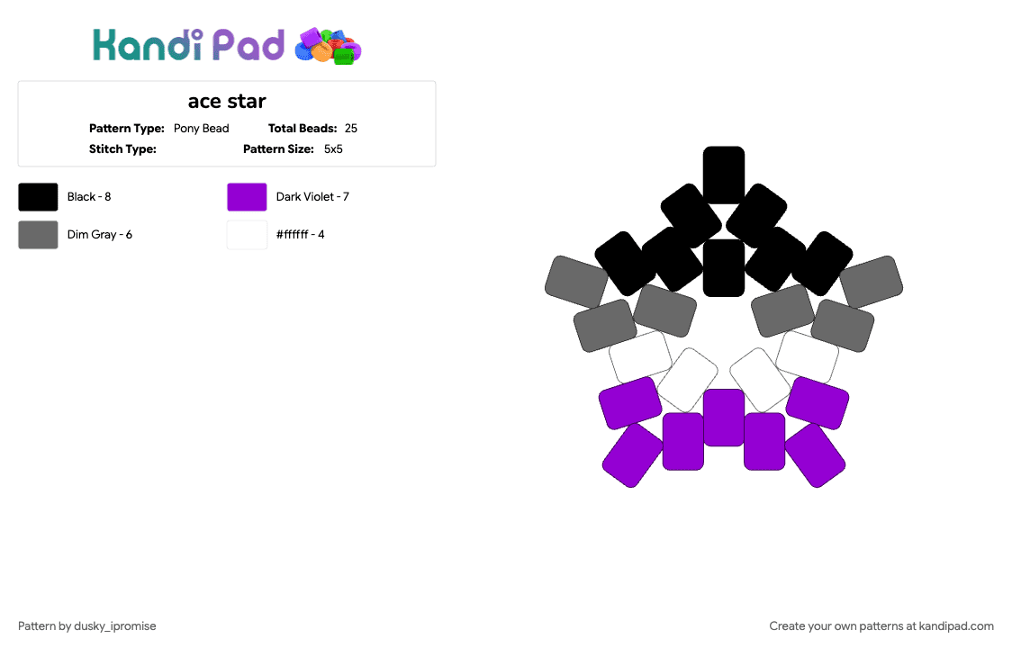 ace star - Pony Bead Pattern by onyx_ipromise on Kandi Pad - 