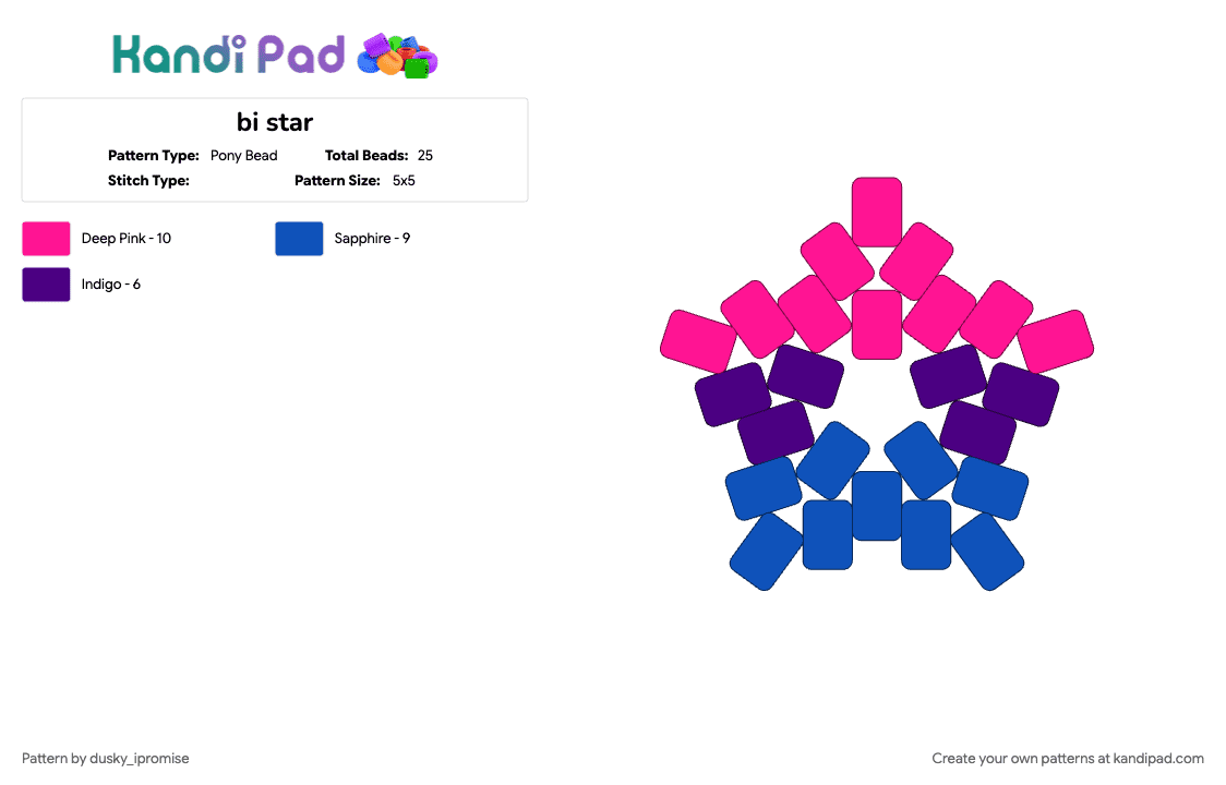 bi star - Pony Bead Pattern by onyx_ipromise on Kandi Pad - blue, pink