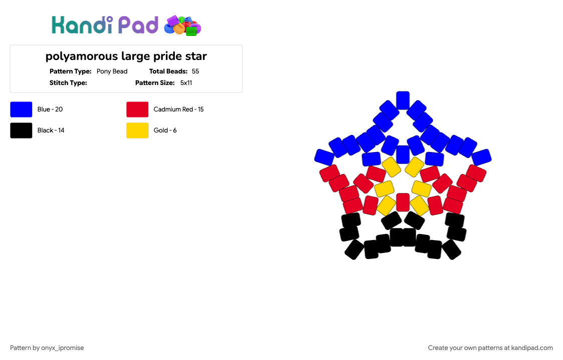 polyamorous large pride star - Pony Bead Pattern by onyx_ipromise on Kandi Pad - 