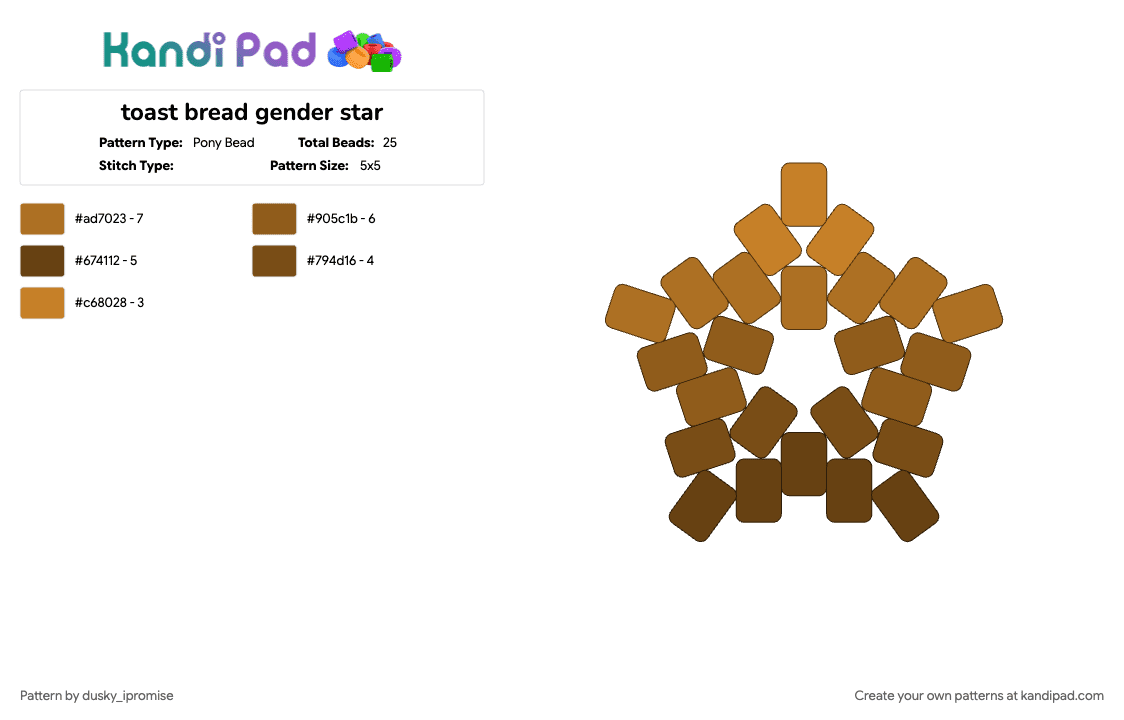 toast bread gender star - Pony Bead Pattern by onyx_ipromise on Kandi Pad - 