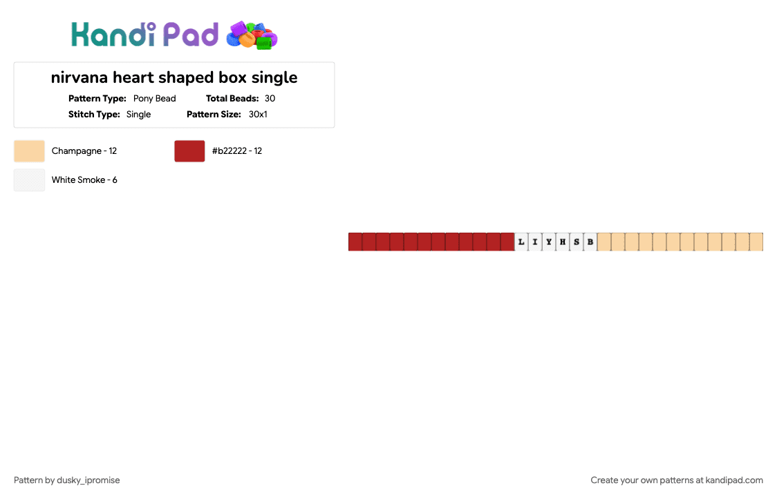 nirvana heart shaped box single - Pony Bead Pattern by onyx_ipromise on Kandi Pad - beige, red