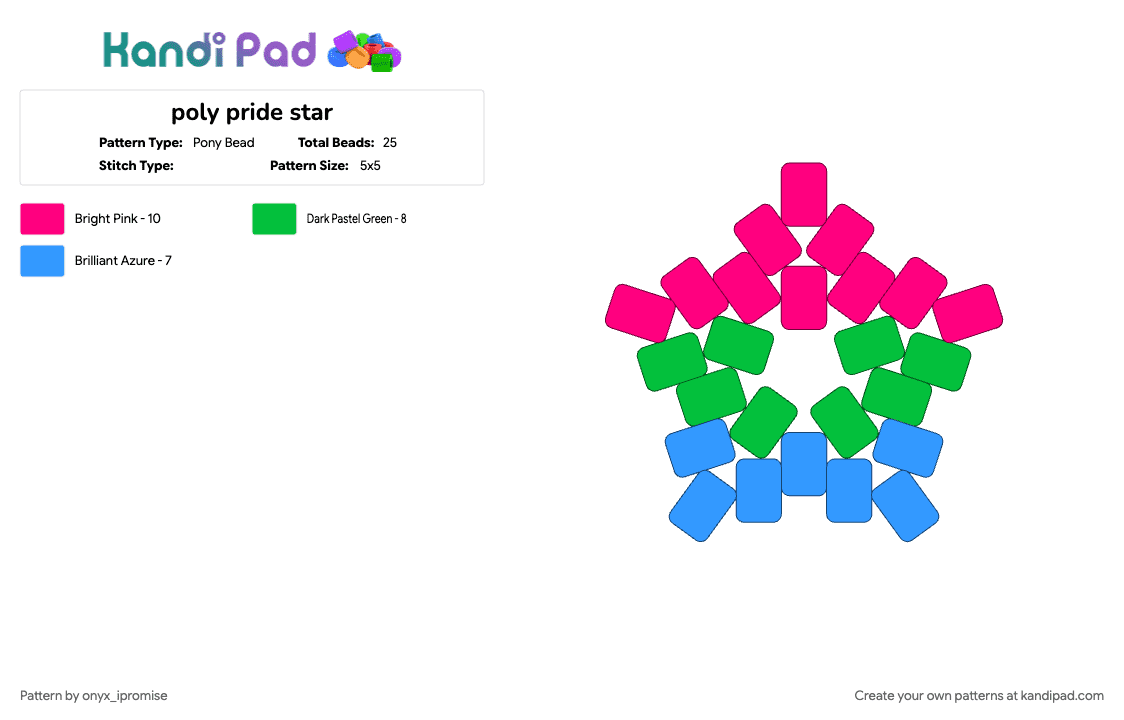 poly pride star - Pony Bead Pattern by onyx_ipromise on Kandi Pad - green, pink