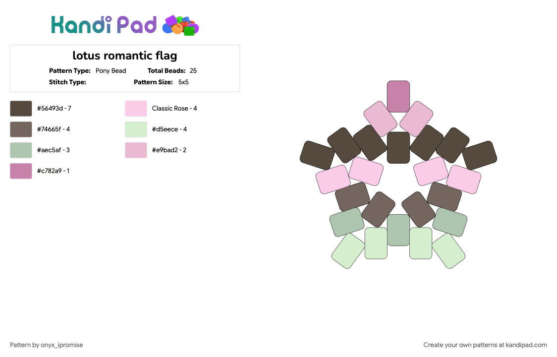 lotus romantic flag - Pony Bead Pattern by onyx_ipromise on Kandi Pad - brown, pink