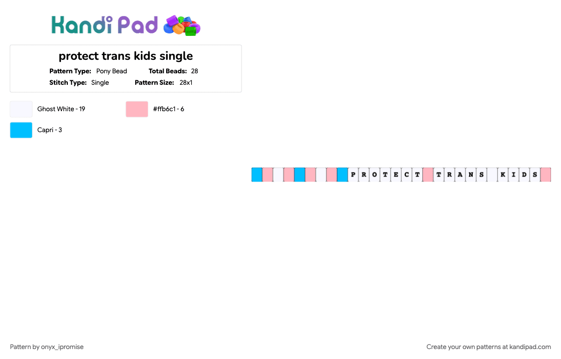 protect trans kids single - Pony Bead Pattern by onyx_ipromise on Kandi Pad - light blue, pink, white