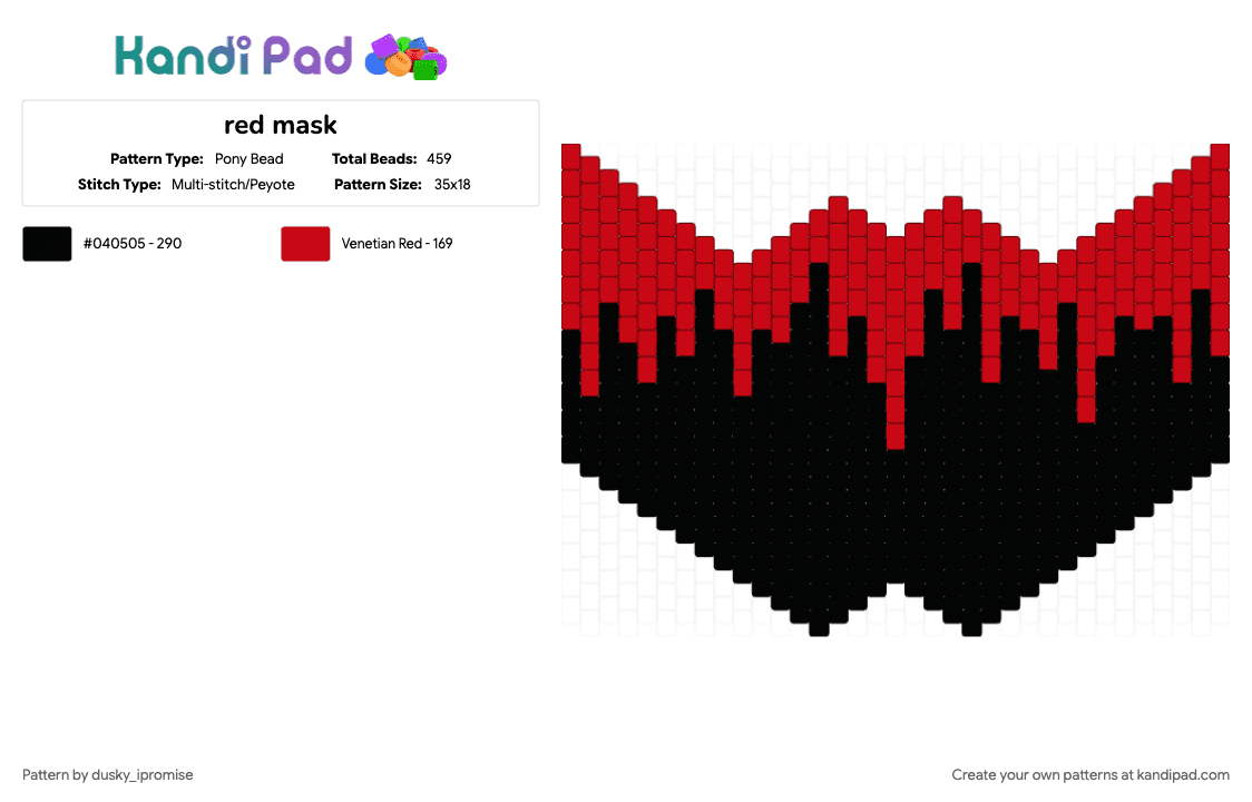 red mask - Pony Bead Pattern by dusky_ipromise on Kandi Pad - black, red