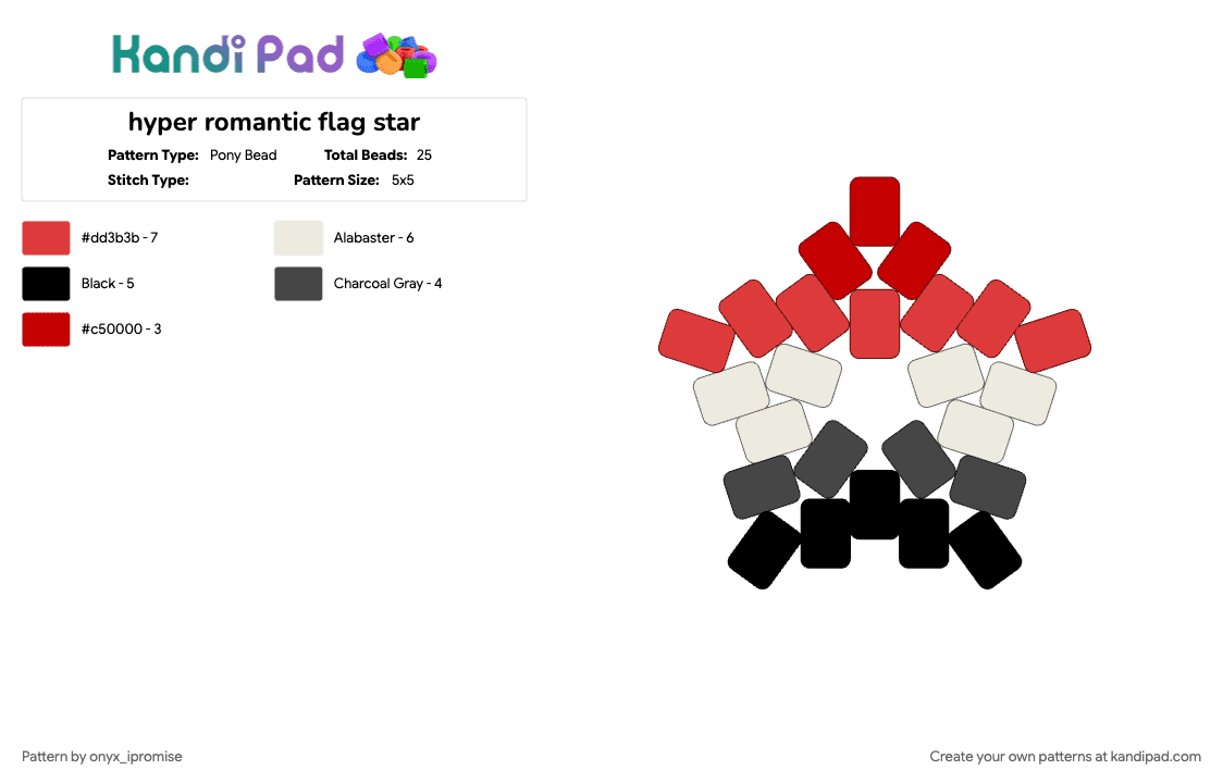 hyper romantic flag star - Pony Bead Pattern by onyx_ipromise on Kandi Pad - brown, red