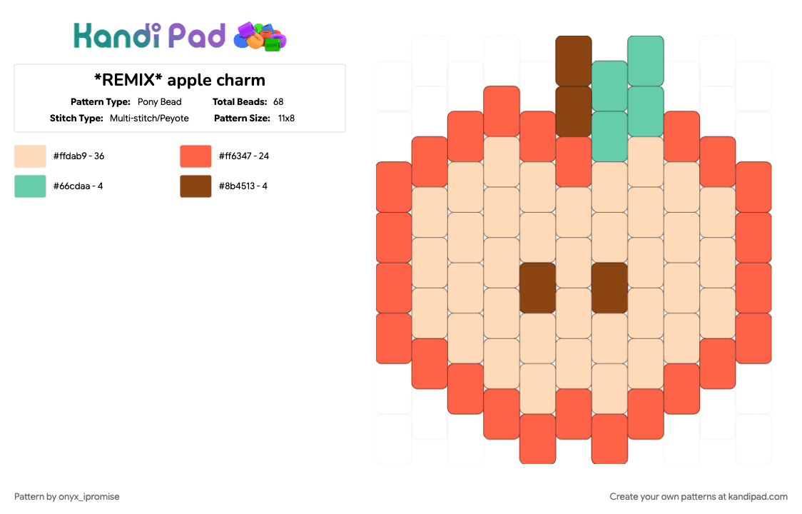 *REMIX* apple charm - Pony Bead Pattern by onyx_ipromise on Kandi Pad - beige, red