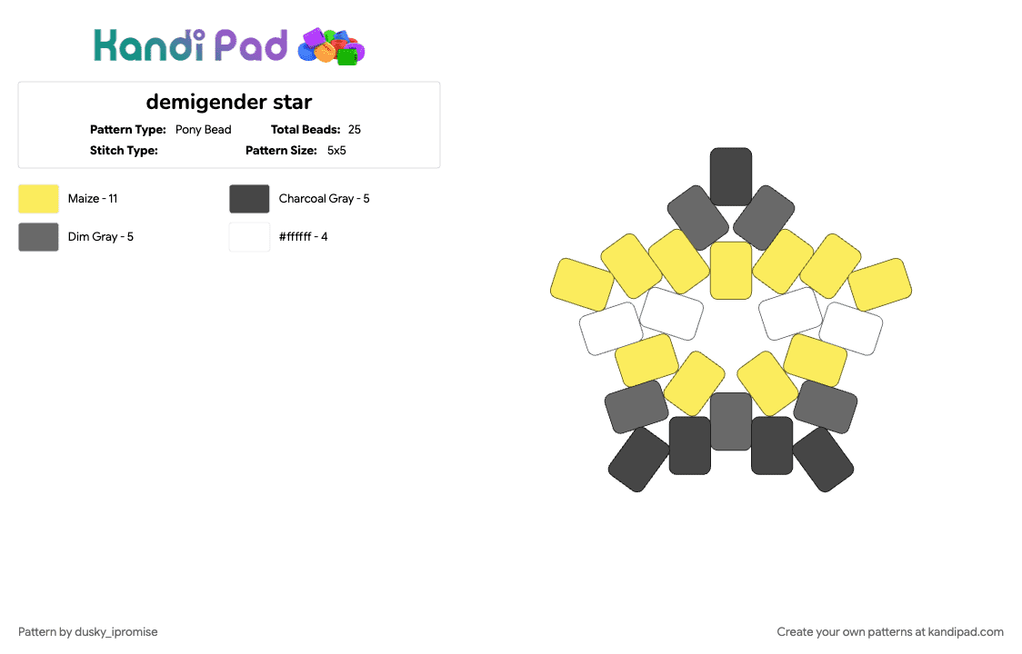 demigender star - Pony Bead Pattern by onyx_ipromise on Kandi Pad - 