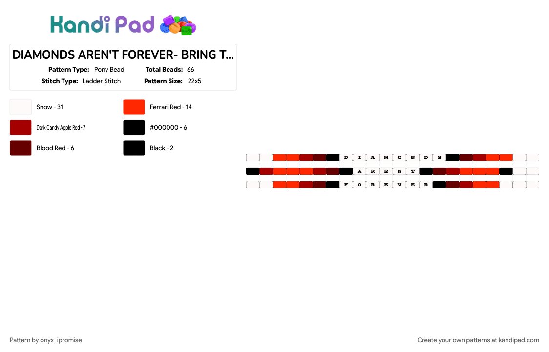 DIAMONDS AREN\'T FOREVER- BRING THE HORIZON - Pony Bead Pattern by onyx_ipromise on Kandi Pad - 