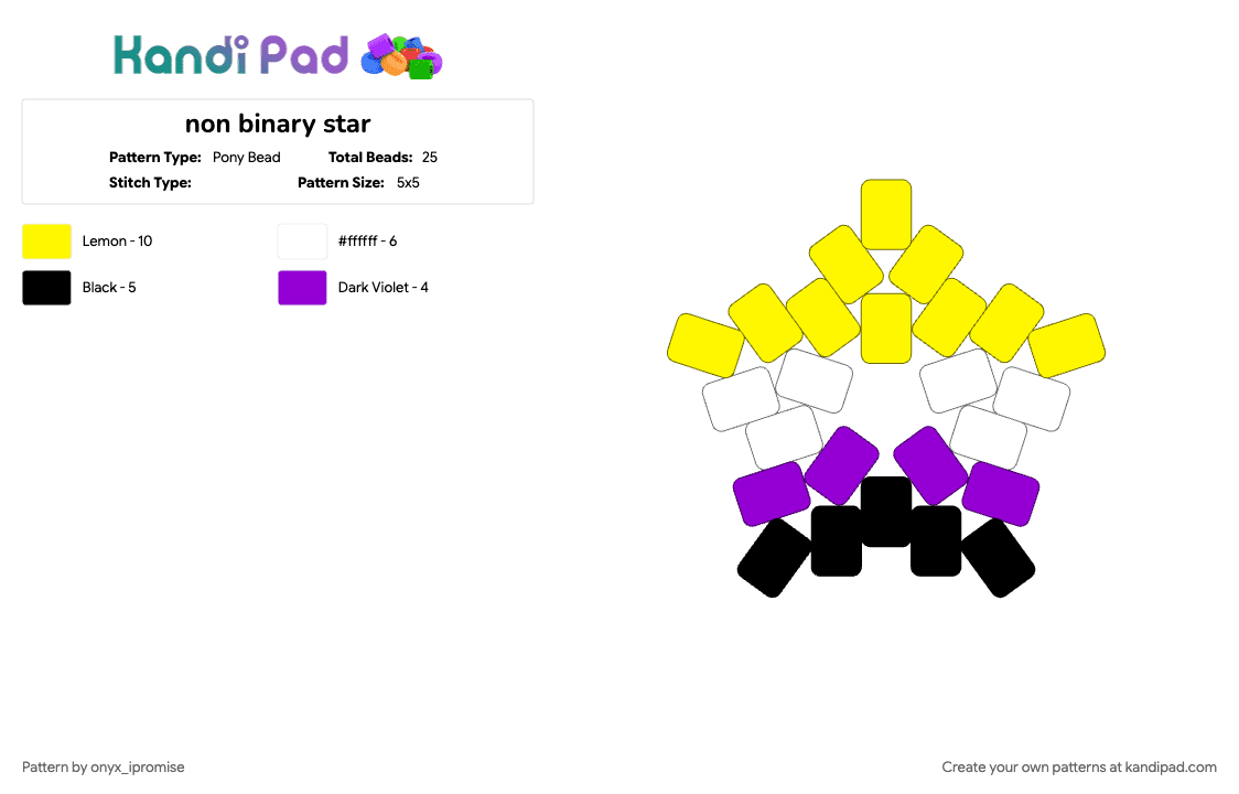 non binary star - Pony Bead Pattern by onyx_ipromise on Kandi Pad - purple, yellow