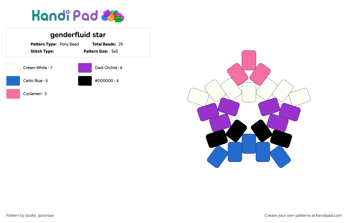 genderfluid star - Pony Bead Pattern by onyx_ipromise on Kandi Pad - blue, purple