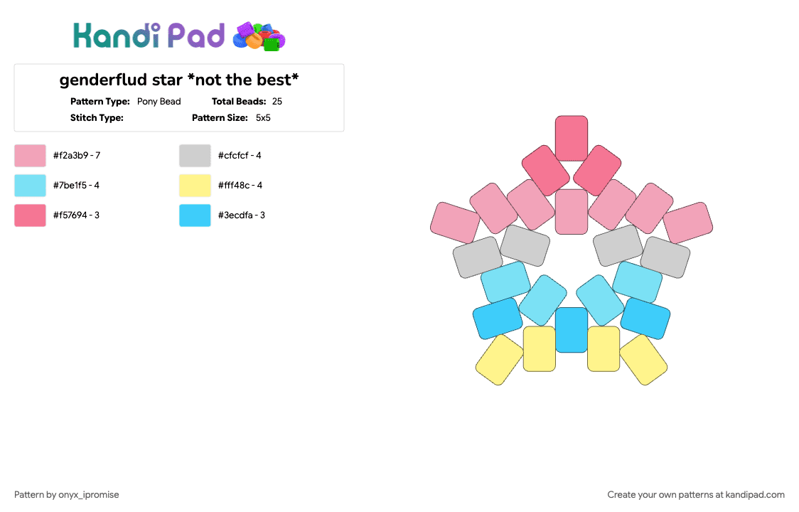 genderflux star *i tried okayyy* - Pony Bead Pattern by onyx_ipromise on Kandi Pad - light blue, pink