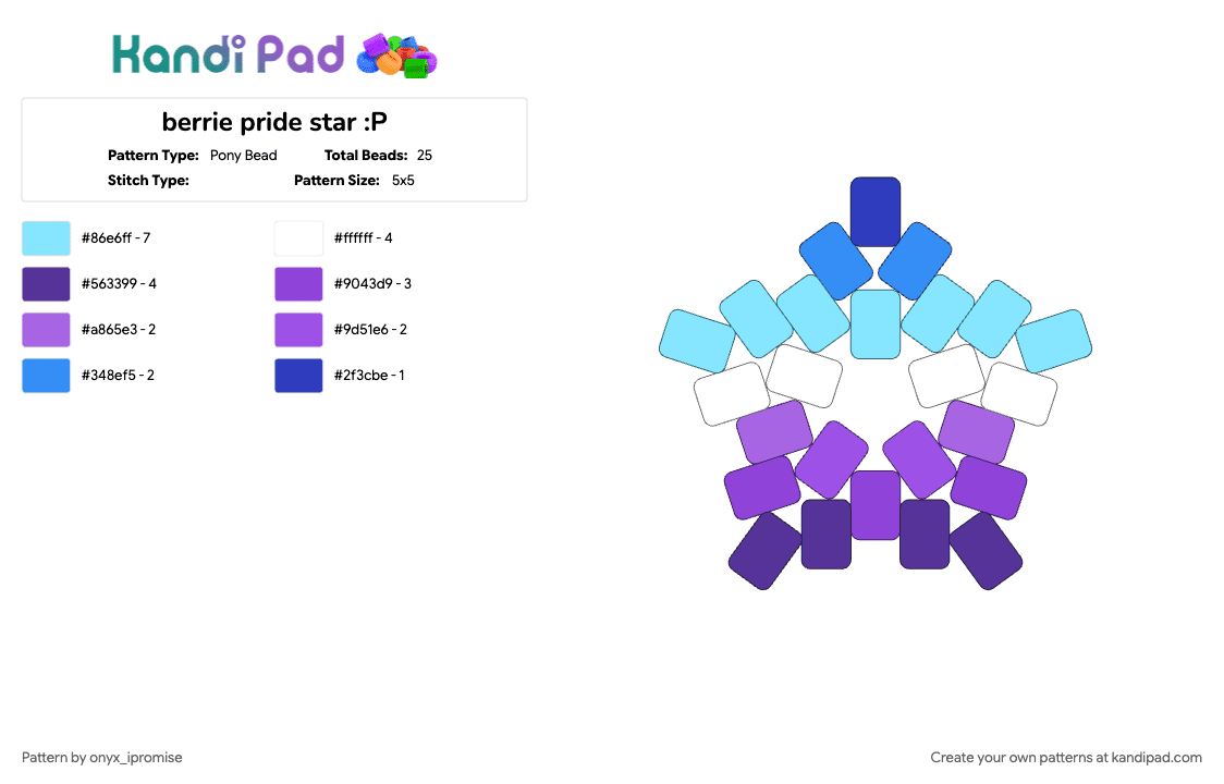 berrie pride star :P - Pony Bead Pattern by onyx_ipromise on Kandi Pad - light blue, purple