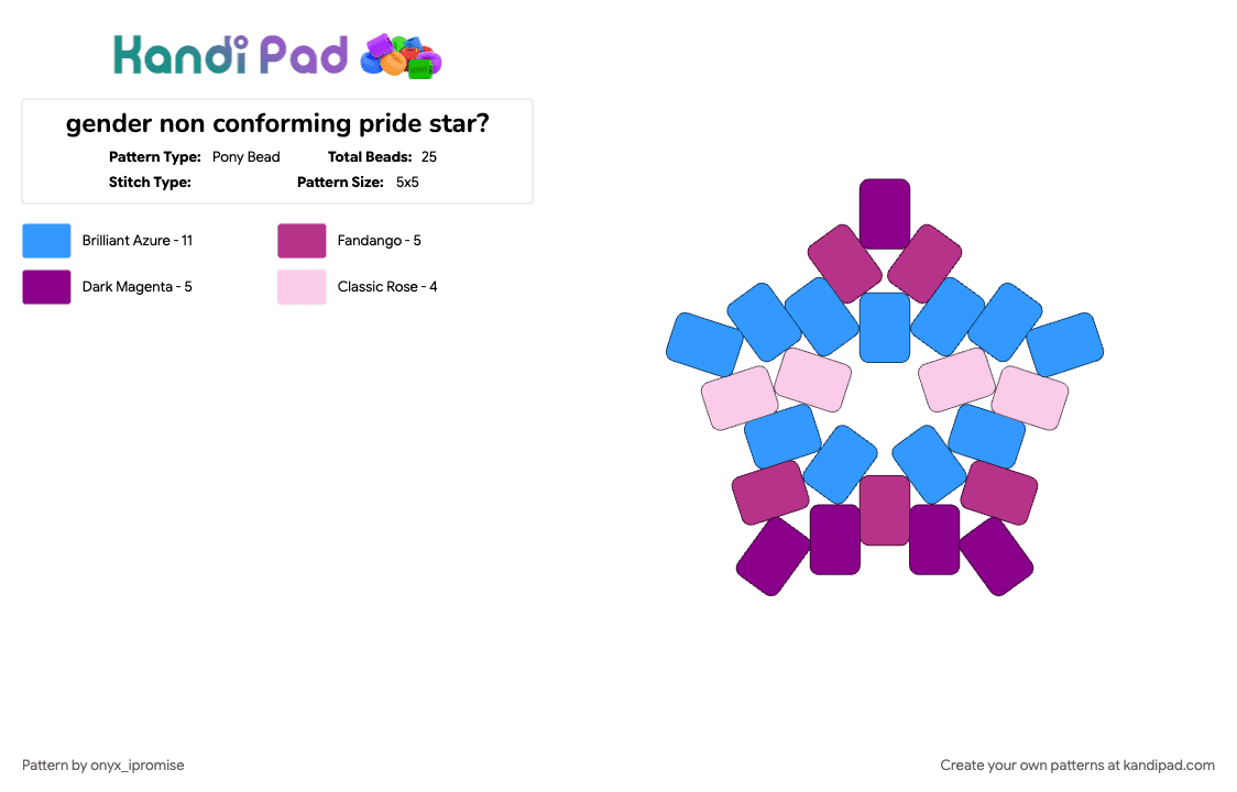 gender non conforming pride star? - Pony Bead Pattern by onyx_ipromise on Kandi Pad - light blue, pink