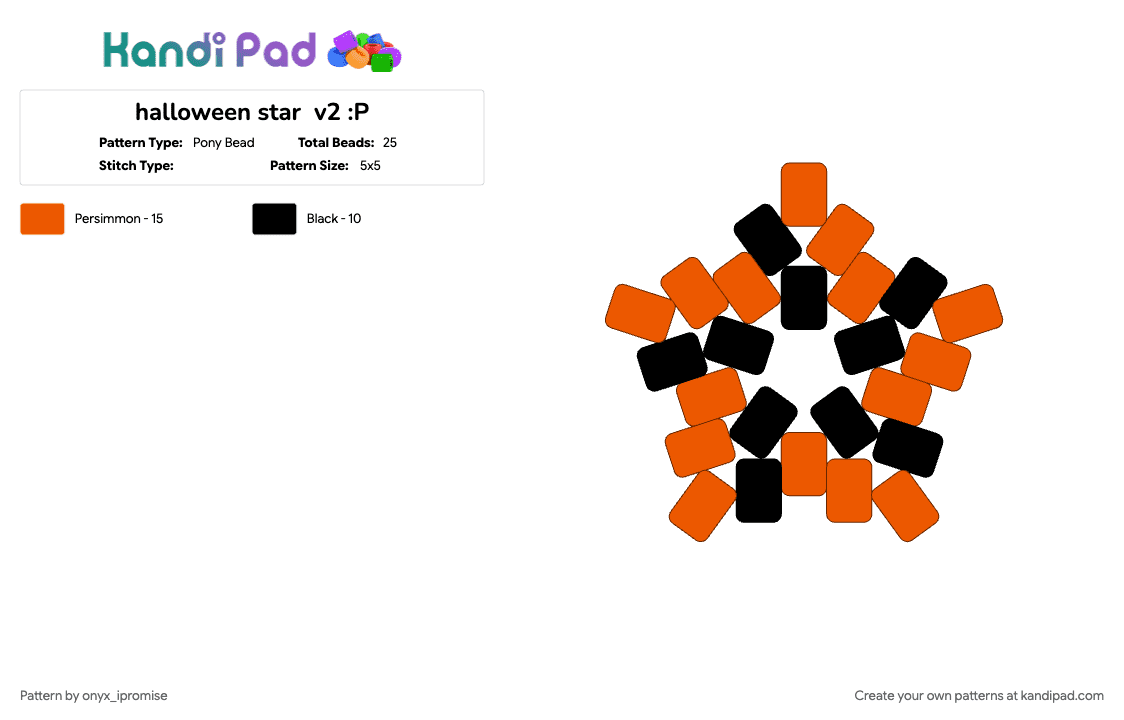 halloween star  v2 :P - Pony Bead Pattern by onyx_ipromise on Kandi Pad - black, orange