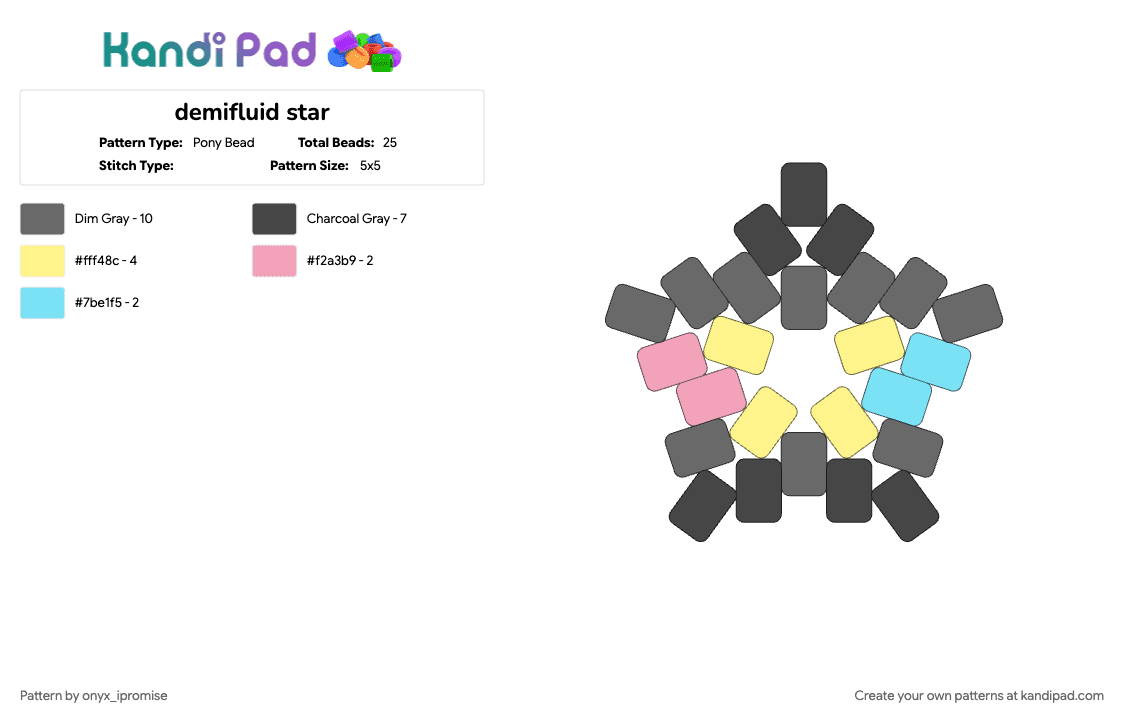 demifluid star - Pony Bead Pattern by onyx_ipromise on Kandi Pad - brown, gray, pride, star