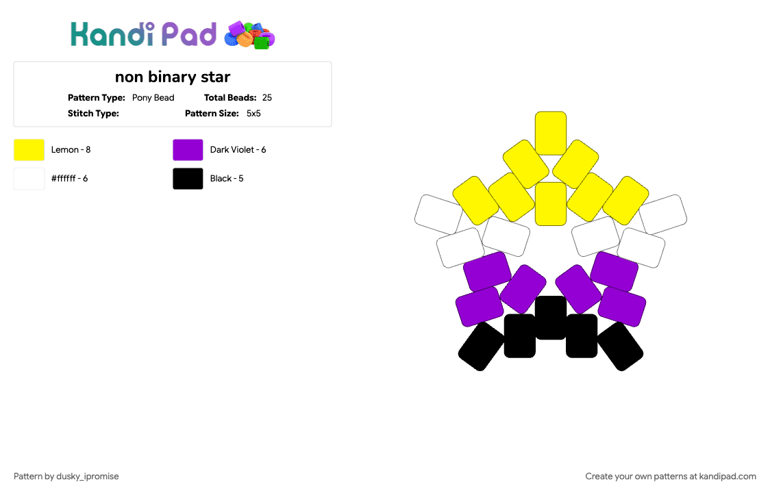 non binary star - Pony Bead Pattern by onyx_ipromise on Kandi Pad - purple, yellow