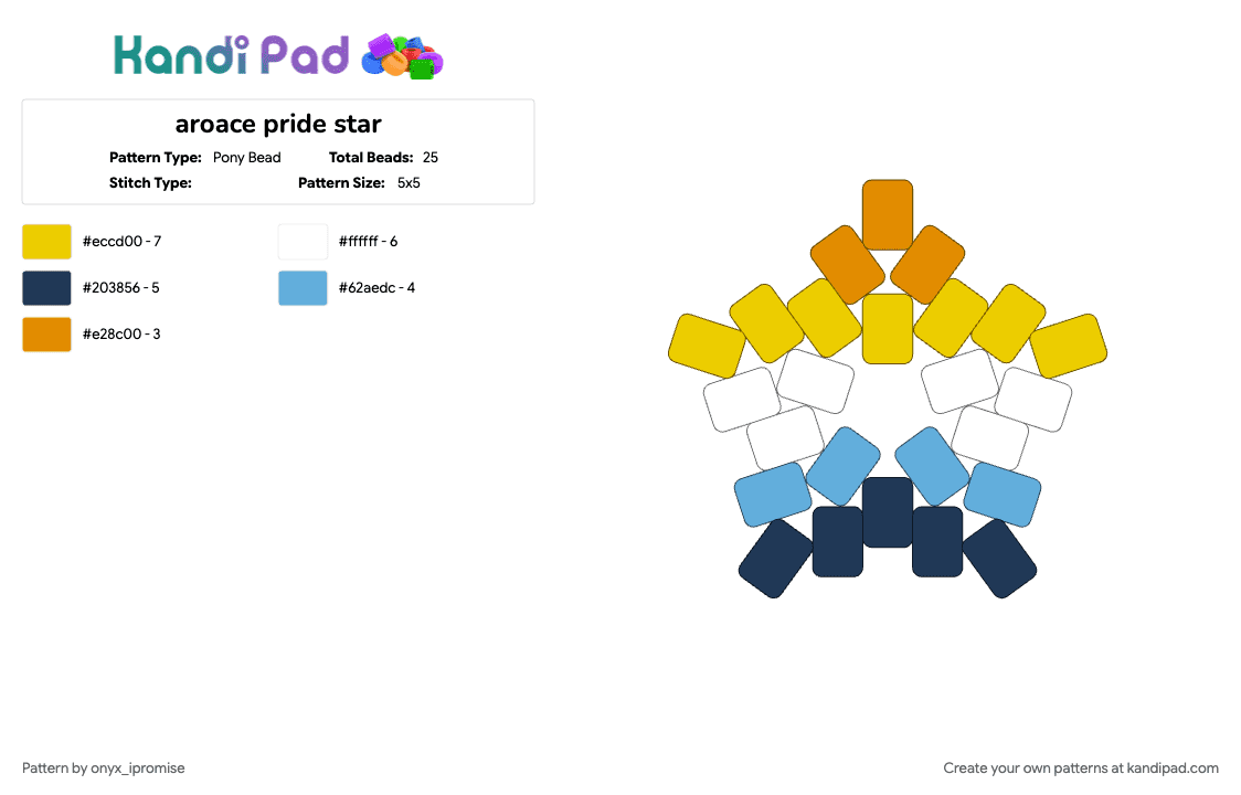 aroace pride star - Pony Bead Pattern by onyx_ipromise on Kandi Pad - blue, yellow
