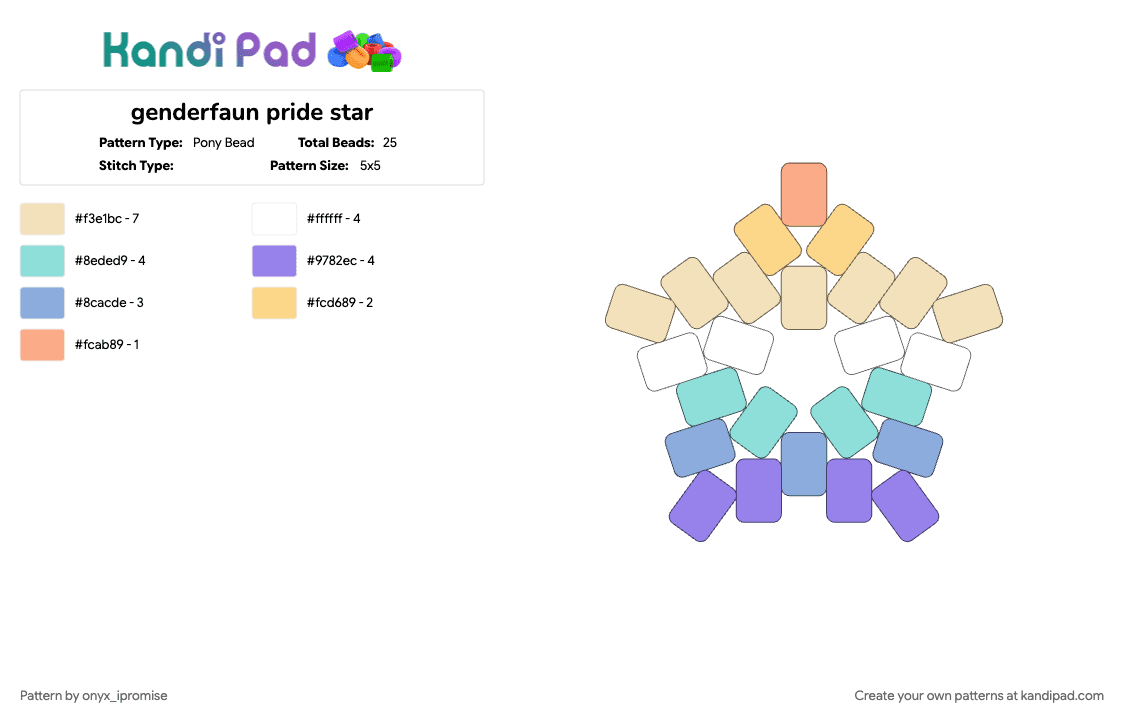 genderfaun pride star - Pony Bead Pattern by onyx_ipromise on Kandi Pad - beige, light blue