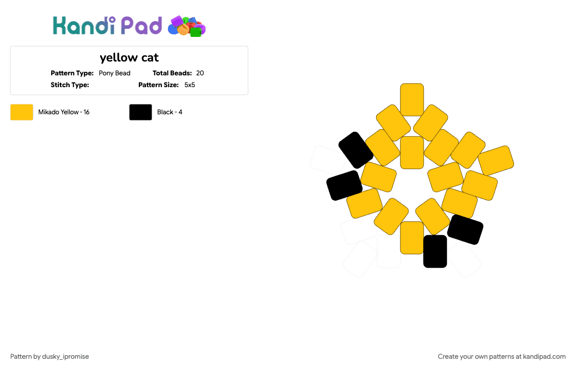 yellow cat - Pony Bead Pattern by onyx_ipromise on Kandi Pad - yellow