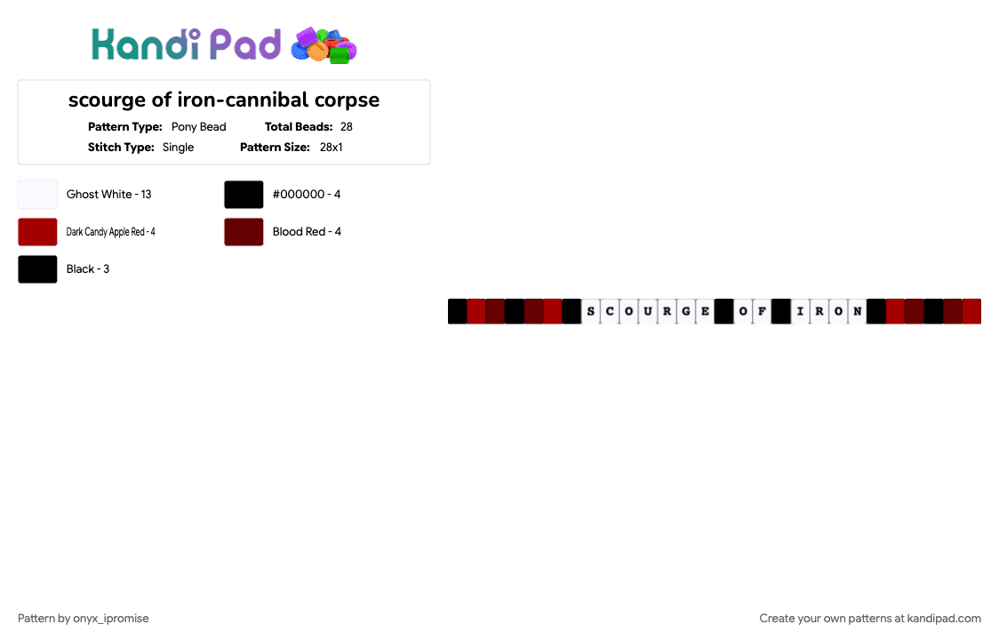 scourge of iron-cannibal corpse - Pony Bead Pattern by onyx_ipromise on Kandi Pad - 