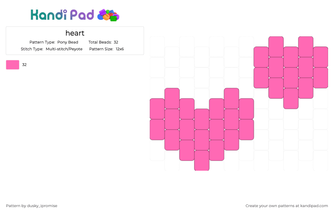 heart - Pony Bead Pattern by onyx_ipromise on Kandi Pad - pink