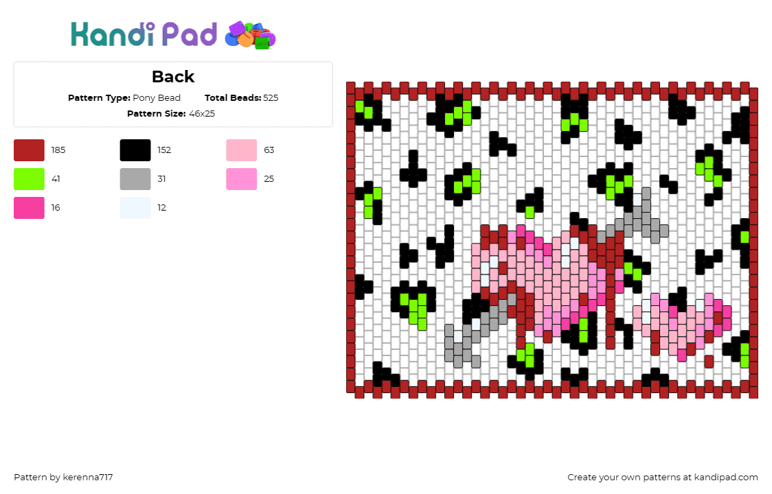 Back - Pony Bead Pattern by kerenna717 on Kandi Pad - hearts,bloody,arrow,bag,panel,love,death,pink,white,red