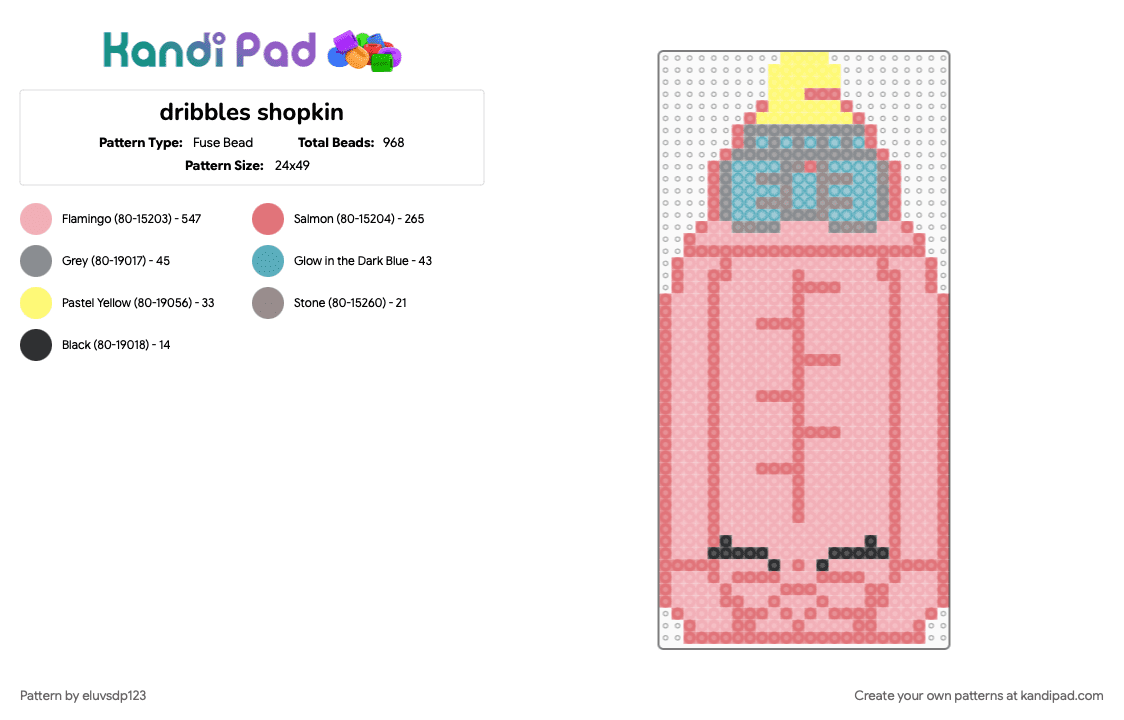 dribbles shopkin - Fuse Bead Pattern by eluvsdp123 on Kandi Pad - beige, red