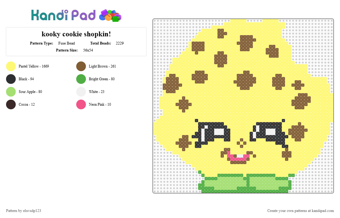 kooky cookie shopkin! - Fuse Bead Pattern by eluvsdp123 on Kandi Pad - yellow