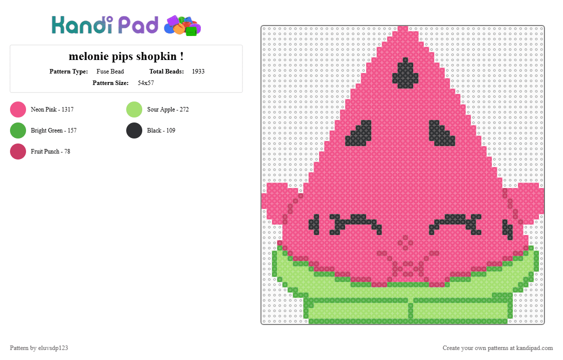 melonie pips shopkin ! - Fuse Bead Pattern by eluvsdp123 on Kandi Pad - pink