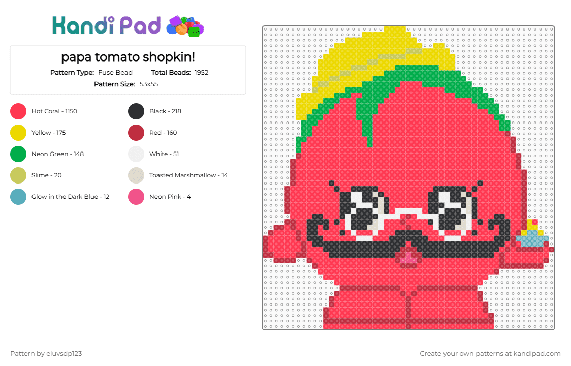 papa tomato shopkin! - Fuse Bead Pattern by eluvsdp123 on Kandi Pad - red