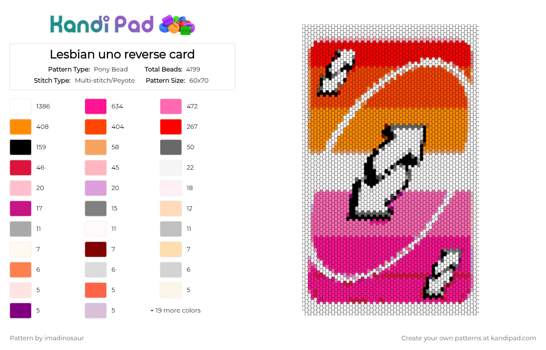 Lesbian uno reverse card - Pony Bead Pattern by imadinosaur on Kandi Pad - 