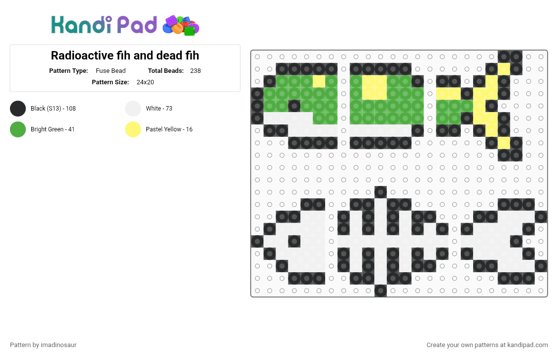 Radioactive fih and dead fih - Fuse Bead Pattern by imadinosaur on Kandi Pad - green, yellow