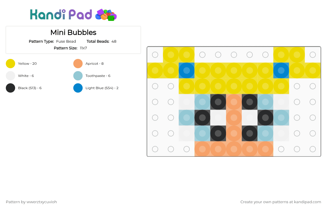 Mini Bubbles - Fuse Bead Pattern by wwerztxycuvioh on Kandi Pad - yellow