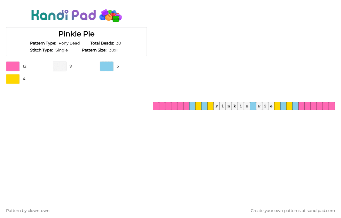 Pinkie Pie - Pony Bead Pattern by clowntown on Kandi Pad - pink