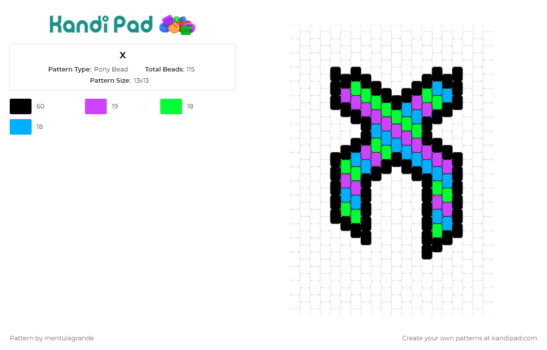 x - Pony Bead Pattern by mentulagrande on Kandi Pad - excision,dj,music,dubstep,edm