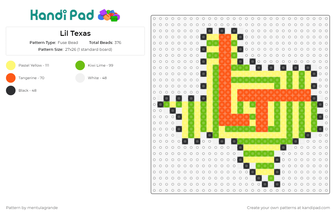 Lil Texas - Fuse Bead Pattern by mentulagrande on Kandi Pad - lil texas,music,dj,edm,texas,usa,united states,spiral