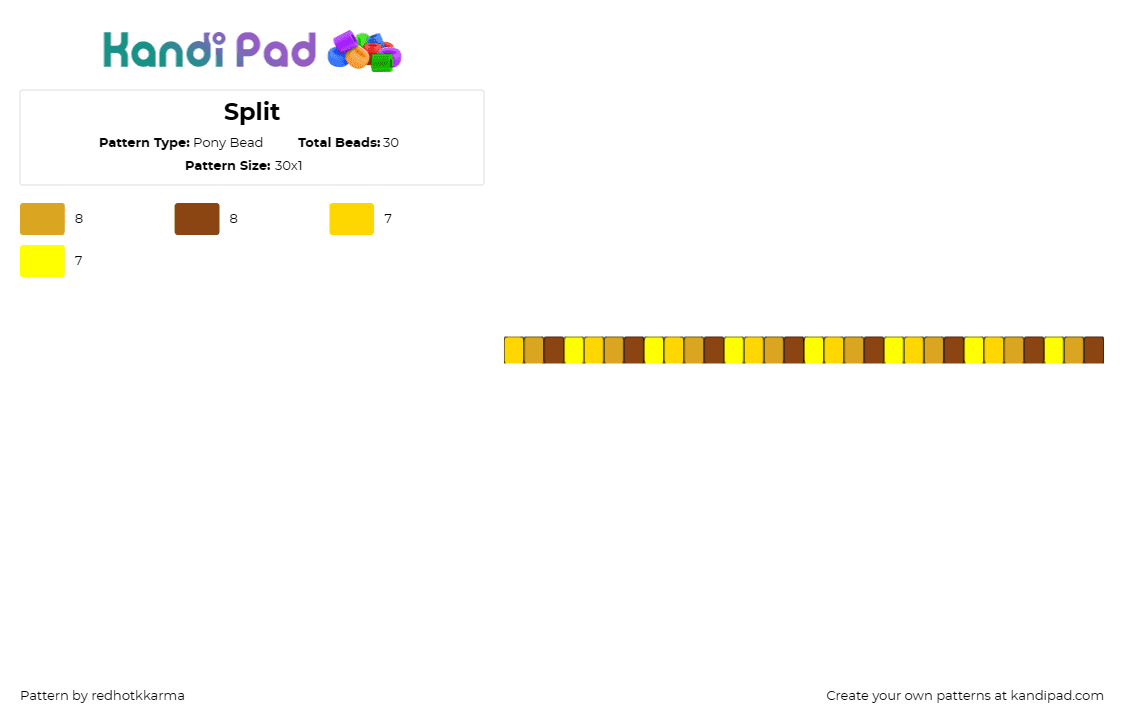 Split - Pony Bead Pattern by redhotkkarma on Kandi Pad - split,regretevator,roblox,single,bracelet,cuff,gold