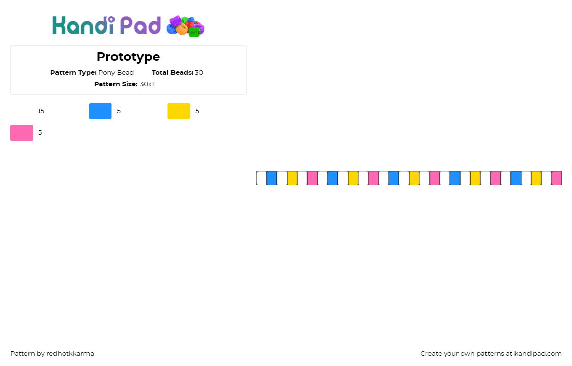 Prototype - Pony Bead Pattern by redhotkkarma on Kandi Pad - prototype,regretevator,roblox,single,bracelet,cuff,colorful,pink,yellow,blue,whi