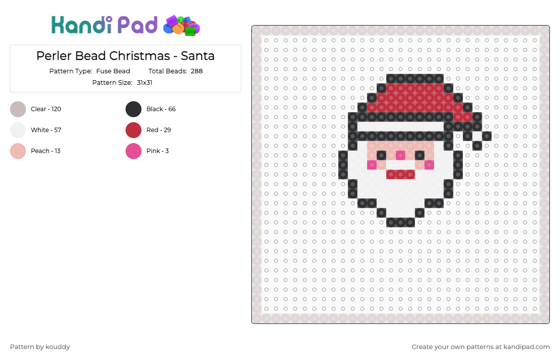 Perler Bead Christmas - Santa - Fuse Bead Pattern by kouddy on Kandi Pad - beige