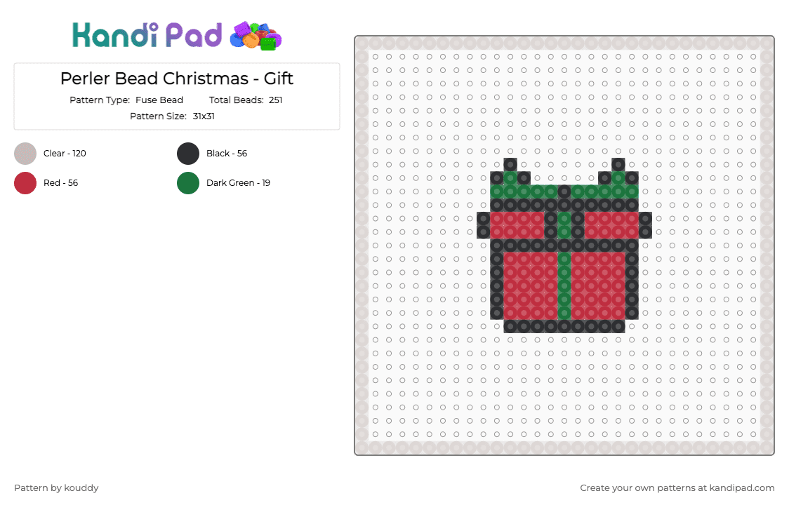 Perler Bead Christmas - Gift - Fuse Bead Pattern by kouddy on Kandi Pad - beige