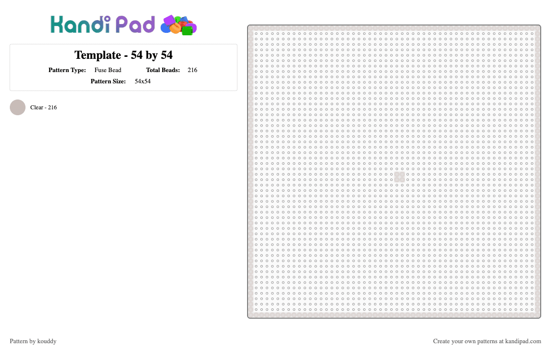 Template - 54 by 54 - Fuse Bead Pattern by kouddy on Kandi Pad - 