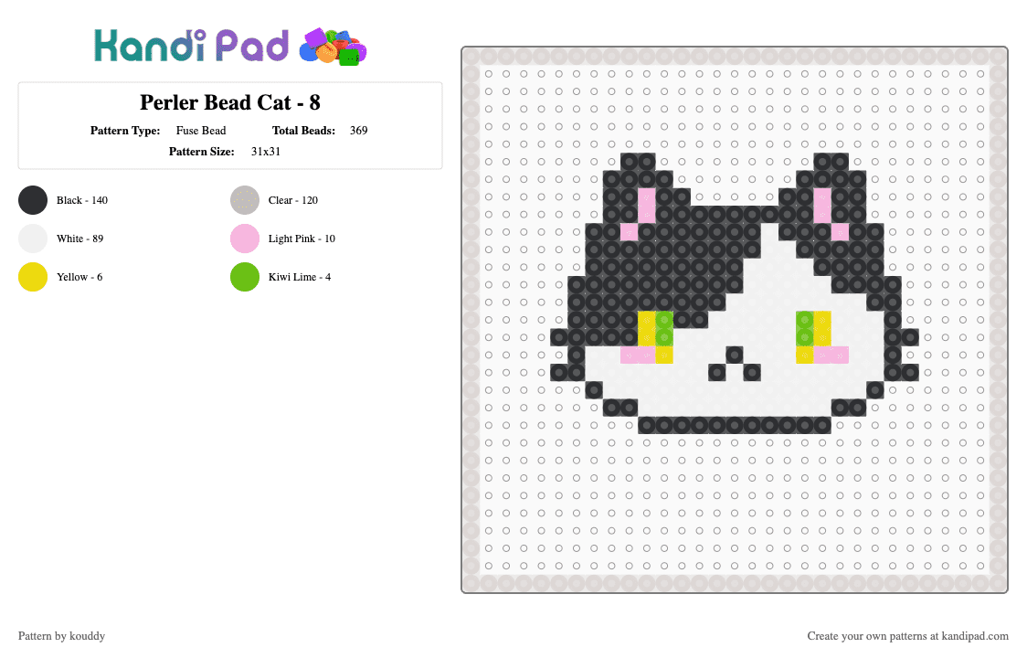 Perler Bead Cat - 8 - Fuse Bead Pattern by kouddy on Kandi Pad - beige